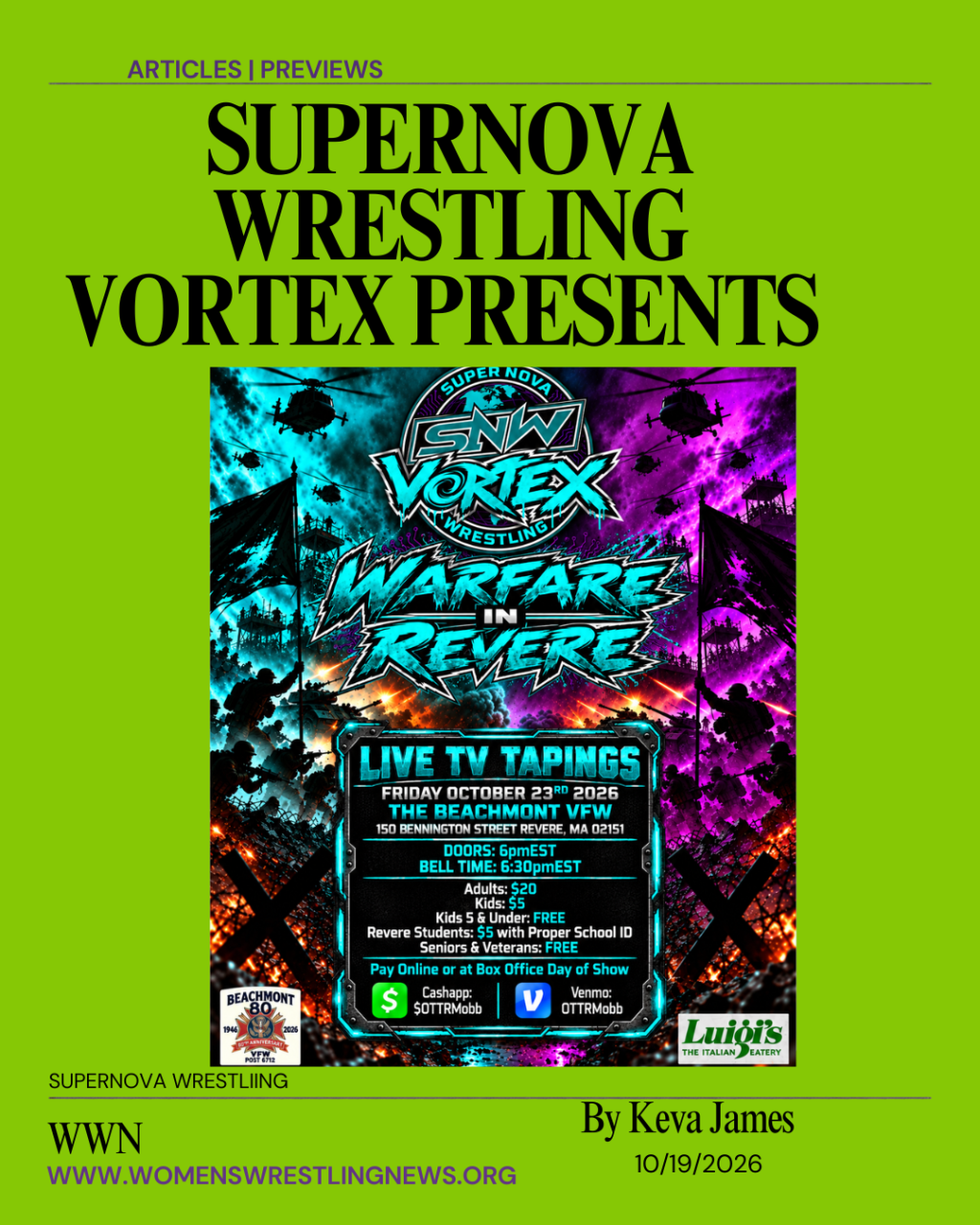 SNW Warfare in Revere Preview: Women’s match , Full Card and Event&nbsp;Details